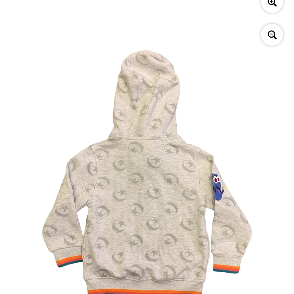 Disney Light Gray Kids Zip-Up Hoodie with Colorful Character Appliqués Unisex 7 - Picture 5 of 7